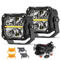 3" Super-Bright Off-Road LED Spot Cube Lights with Amber Backlit DRL (Pair)