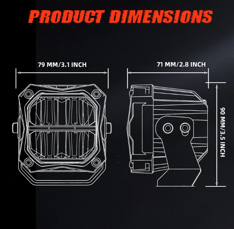 3" Super-Bright Off-Road LED Spot Cube Lights with Amber Backlit DRL (Pair)