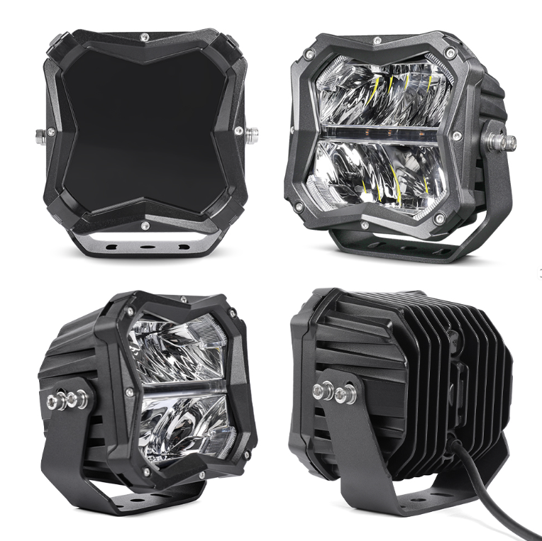 5-Inch 18,000LM LED Spot Driving Light Pod Kit with Integrated Amber DRL