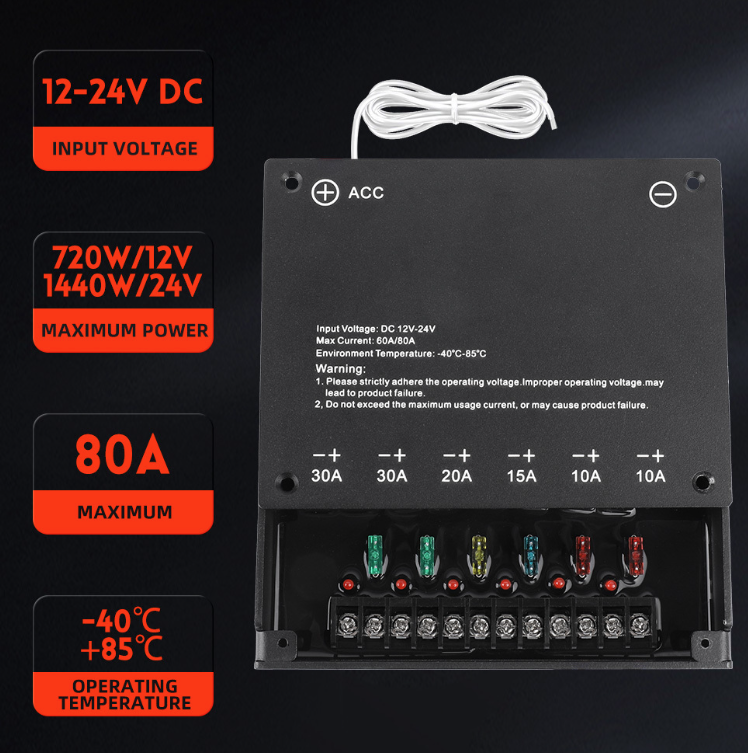 Universal 6-Gang Wireless Switch Panel Kit | 12V/24V Aux Power Control Box