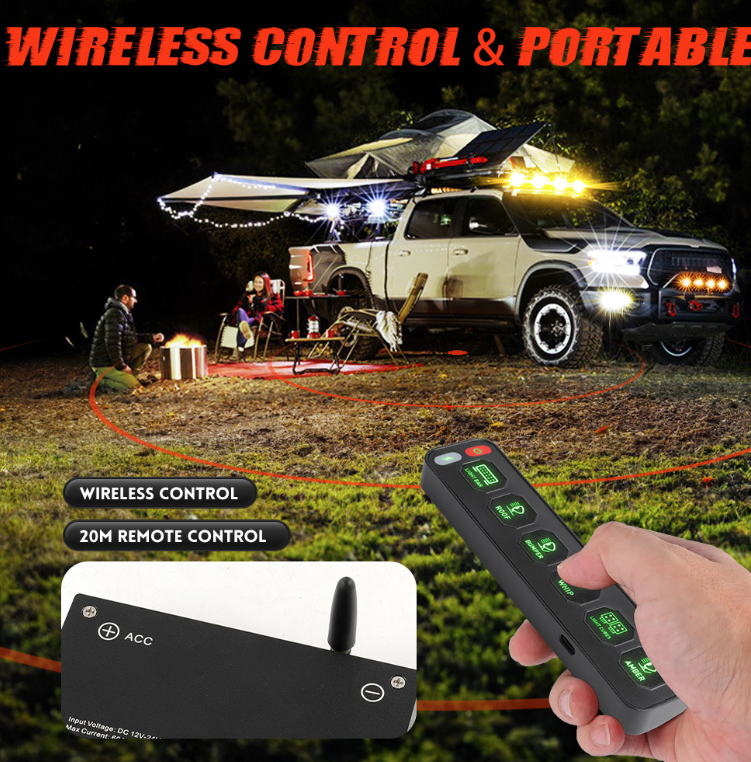 Universal 6-Gang Wireless Switch Panel Kit | 12V/24V Aux Power Control Box