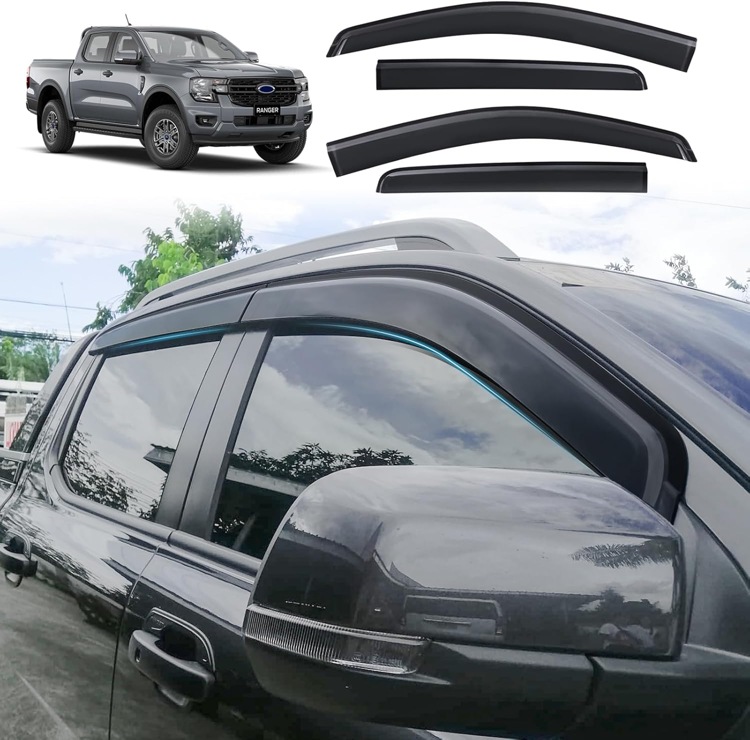 Next Gen Ranger Slimline Door Visors (Weather Shields)