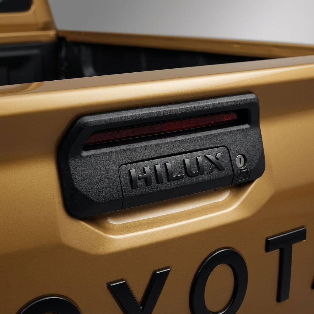 Toyota Hilux Travo (2026+) | 3D Moulded Gloss Black Tailgate Handle Latch Letters- HILUX