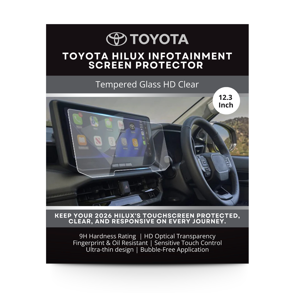 Toyota Hilux Infotainment Screen Protector – Tempered Glass HD Clear (10.25" / 12.3")