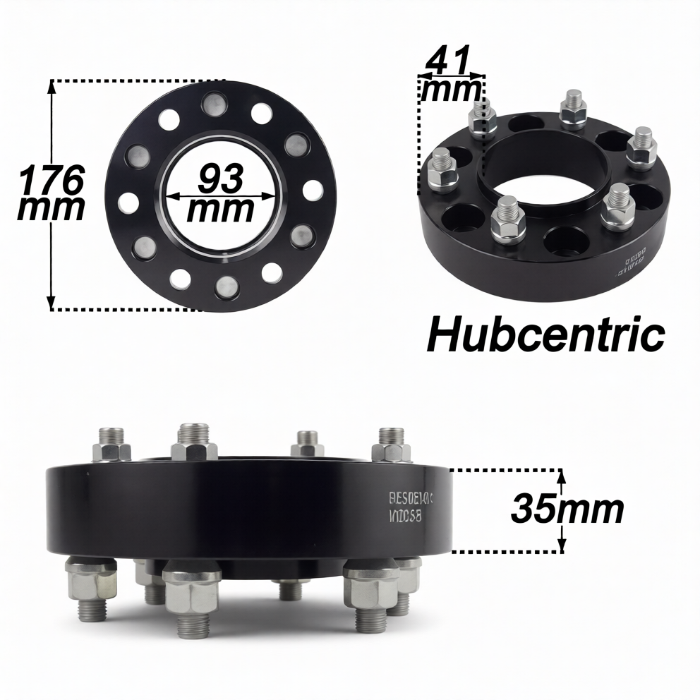 Ford Ranger 35mm Hub Centric Wheel Spacers - (2012-Current) - Black T6061 Forged Alloy