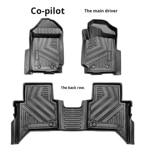 Ford Ranger 3D TPE Floor Mat Set - Next Gen (2022-2026) Double Cab - Waterproof Black