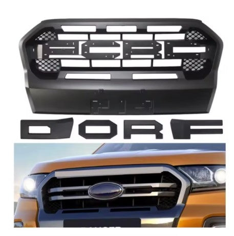 Ford Ranger T8 / PX3 Wildtrak Raptor Style Front Grille (2019-2021) – Matte Black ABS (No LED)