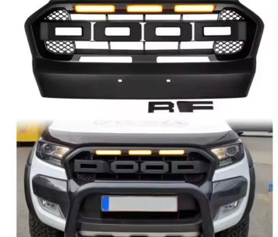 Ford Ranger T7 Raptor Style Front Grille (2015-2018) – Matte Black ABS(Non LED)
