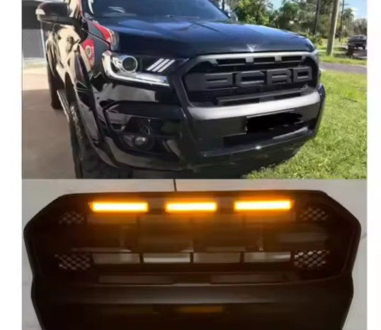 Ford Ranger T7 Raptor Style Front Grille (2015-2018) – Matte Black ABS(Non LED)