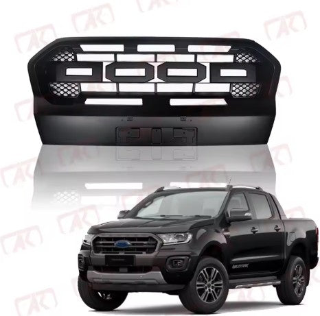 Ford Ranger T8 / PX3 Wildtrak Raptor Style Front Grille (2019-2021) – Matte Black ABS (No LED)