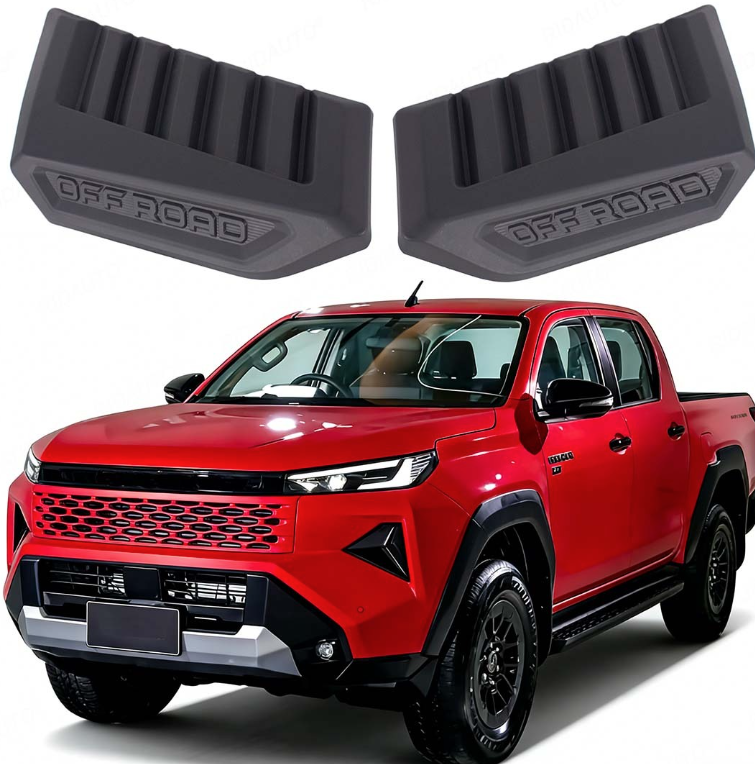 Matte Black Hood Garnish Vents for Toyota Hilux & Travo | "OFF ROAD" Bonnet Covers (Pair)