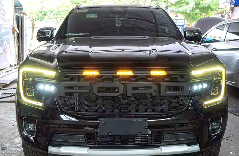 Next-Gen Ford Ranger T9 & Everest Raptor Style Front Grille with Side LED Lights (Matte Black)